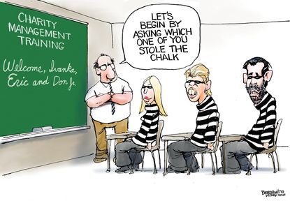 Political Cartoon U.S. Trump Kids Charity Management Training