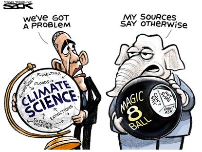 Obama cartoon Climate Science GOP