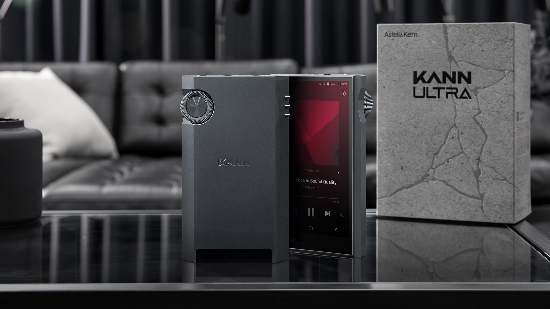 Astell&amp;Kern KANN Ultra audio player on a shiny desktop