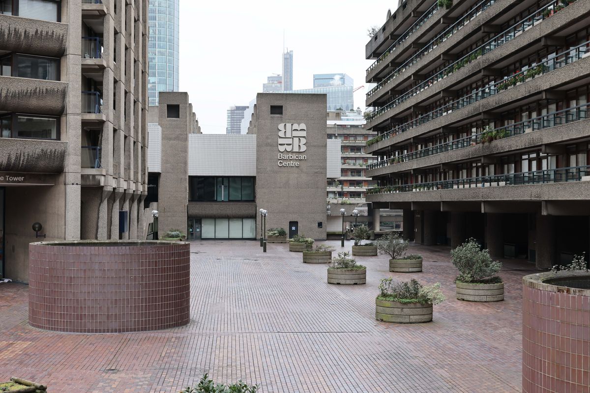 Outside the Barbican Centre in London