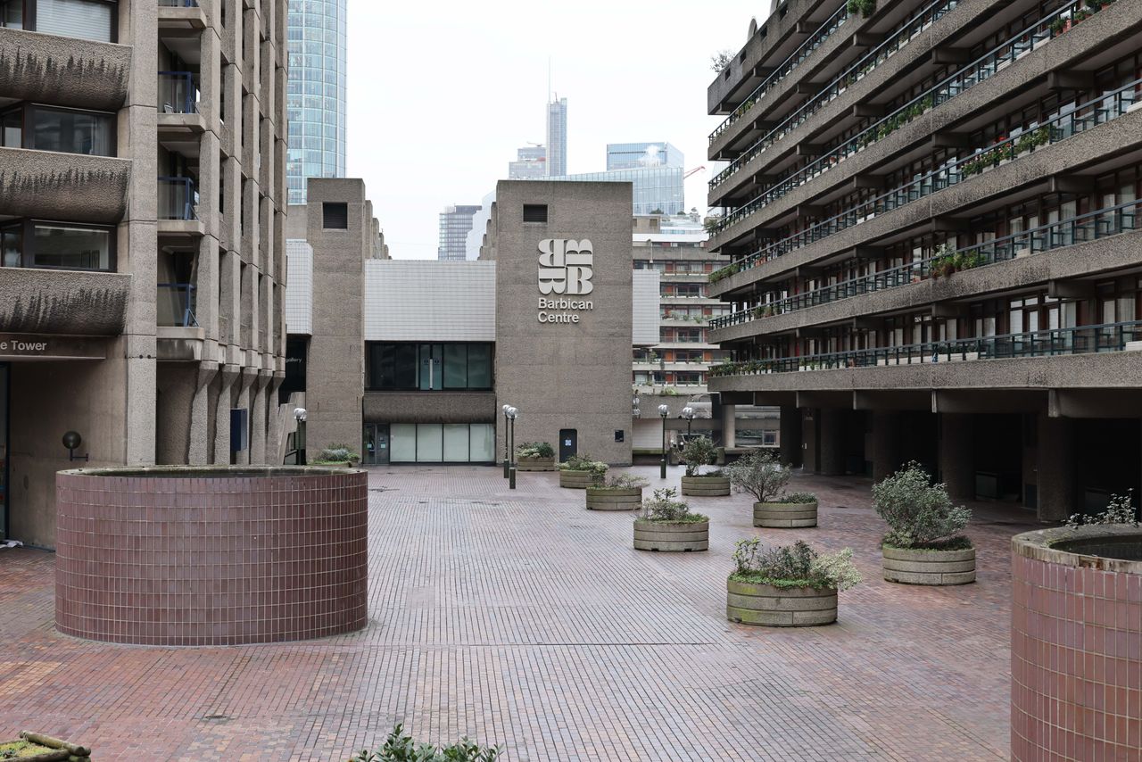 Outside the Barbican Centre in London