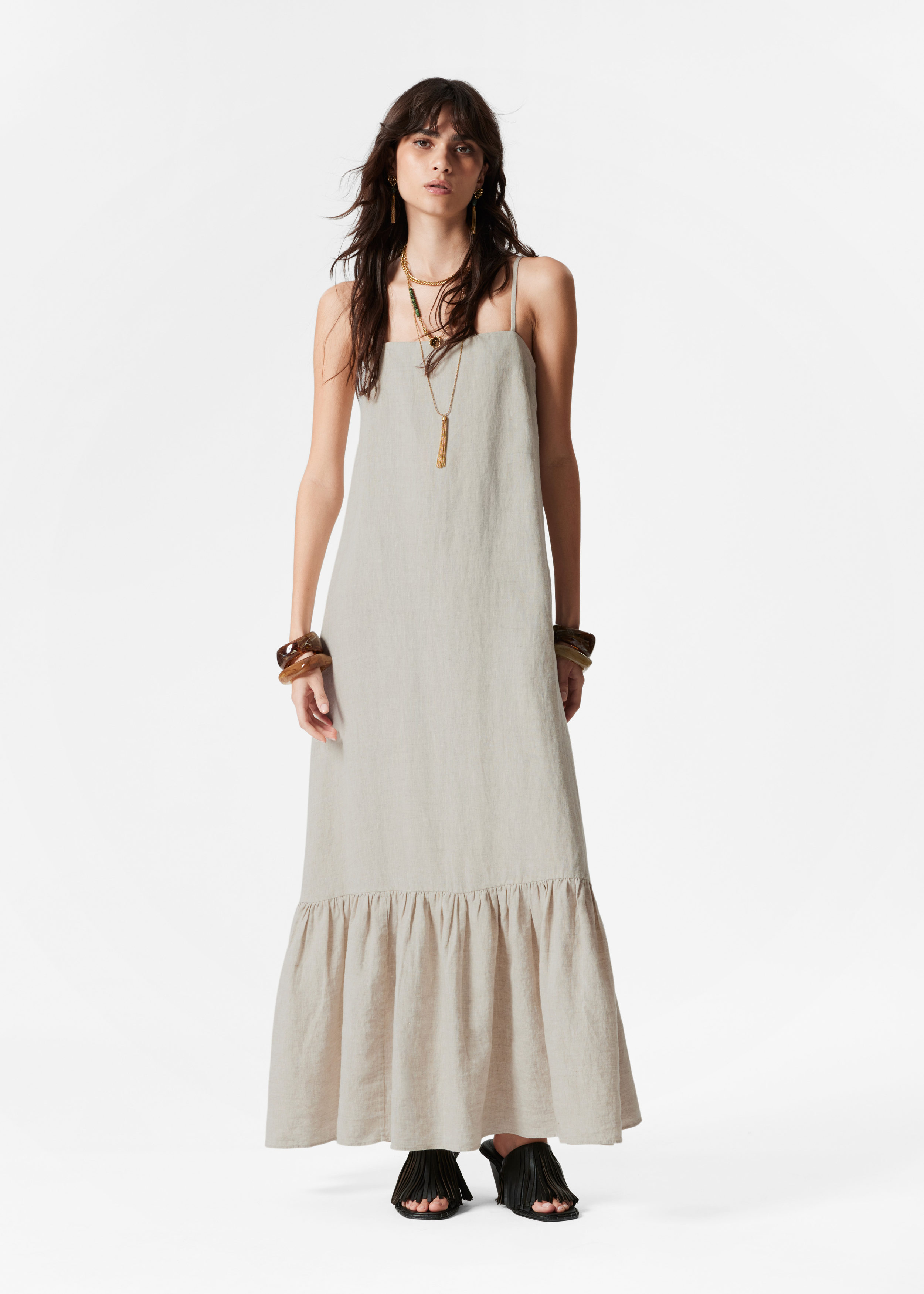 Strappy Linen Maxi Dress