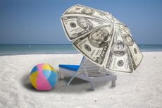 beach umbrella made of money