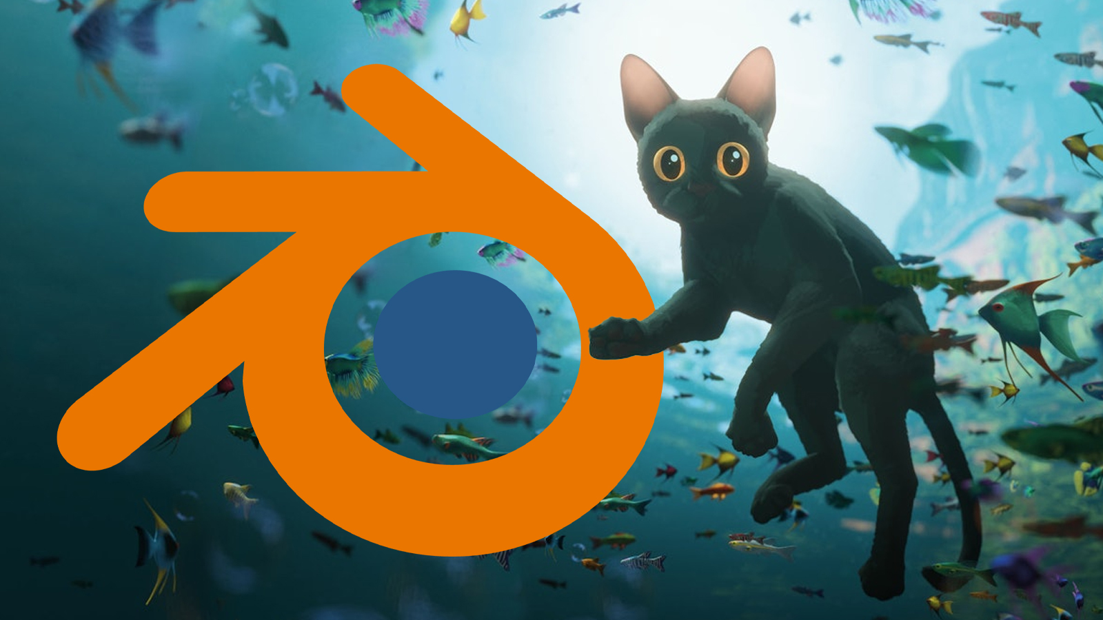 An orange logo and a cat