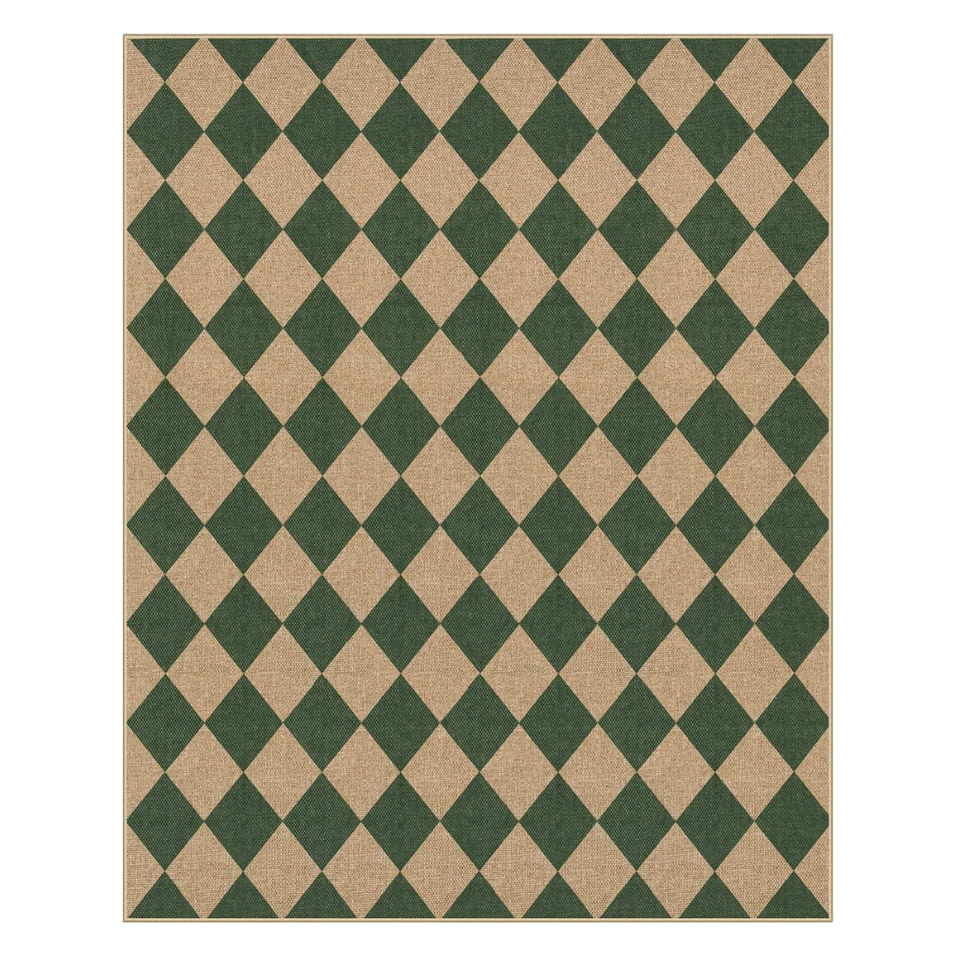 Lahome Colette Checkered Washable Rugs 8x10, Easy Jute Rug for Living Room Patio, Farmhouse Neutral Indoor Outdoor Carpet Non Slip Non Shedding Floor Carpet for Office Deck Backyard