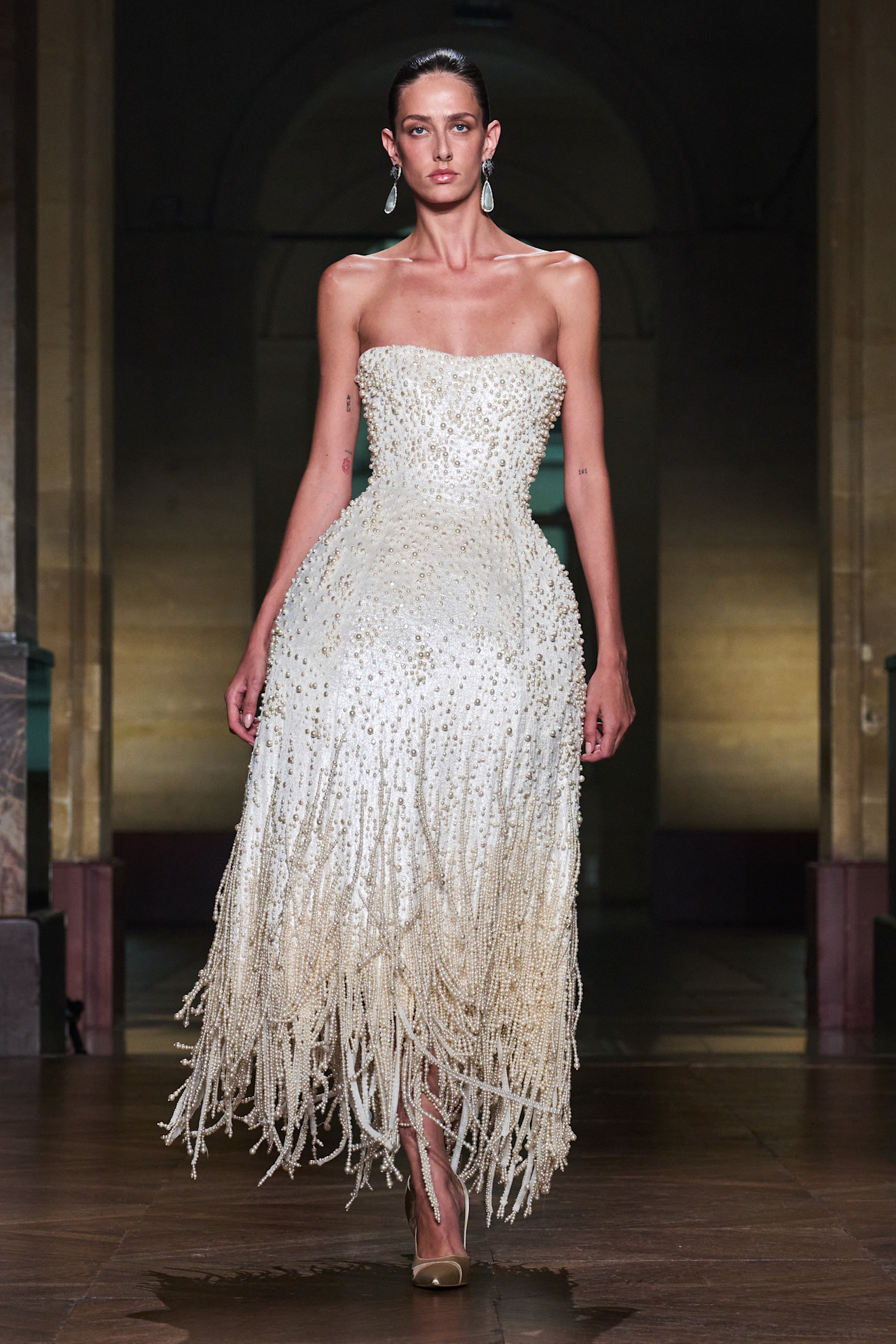 A pearl look from Georges Hobeika's Couture autumn/winter 2025 collection