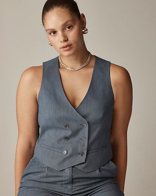 Double-Breasted Vest in Italian Wool Blend