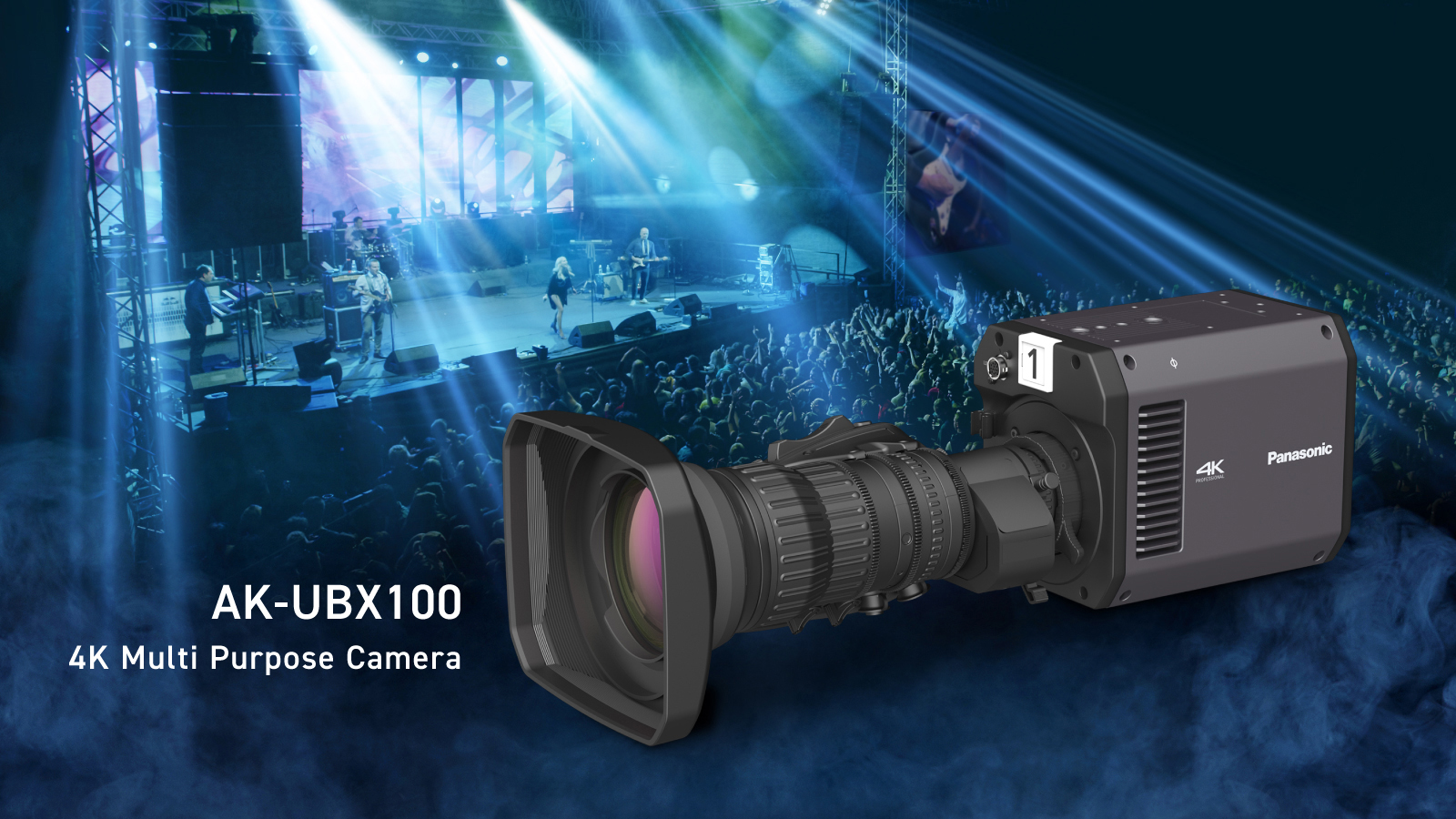 The Panasonic AK-UBX100 with a stage in the background