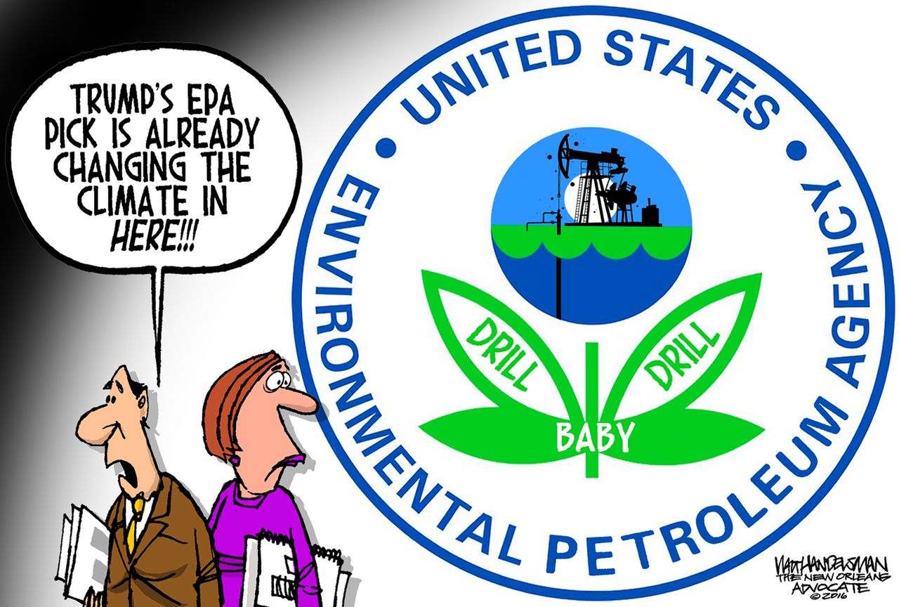 Political cartoon U.S. Donald Trump EPA cabinet pick