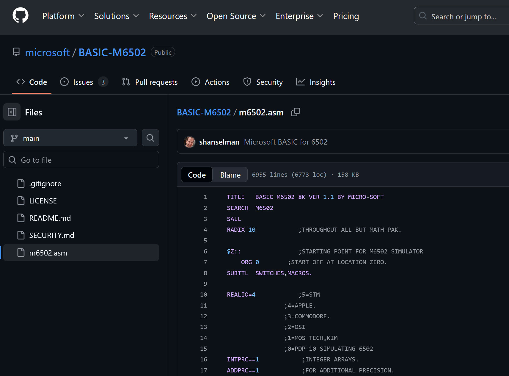 Microsoft 6502 BASIC goes open source