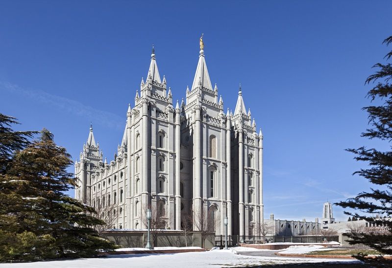 The Salt Lake Temple in Utah for The Church of Jesus Christ of Latter-day Saints.