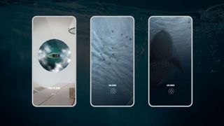 Three mobile screens showing Sea Shepherd AR experience