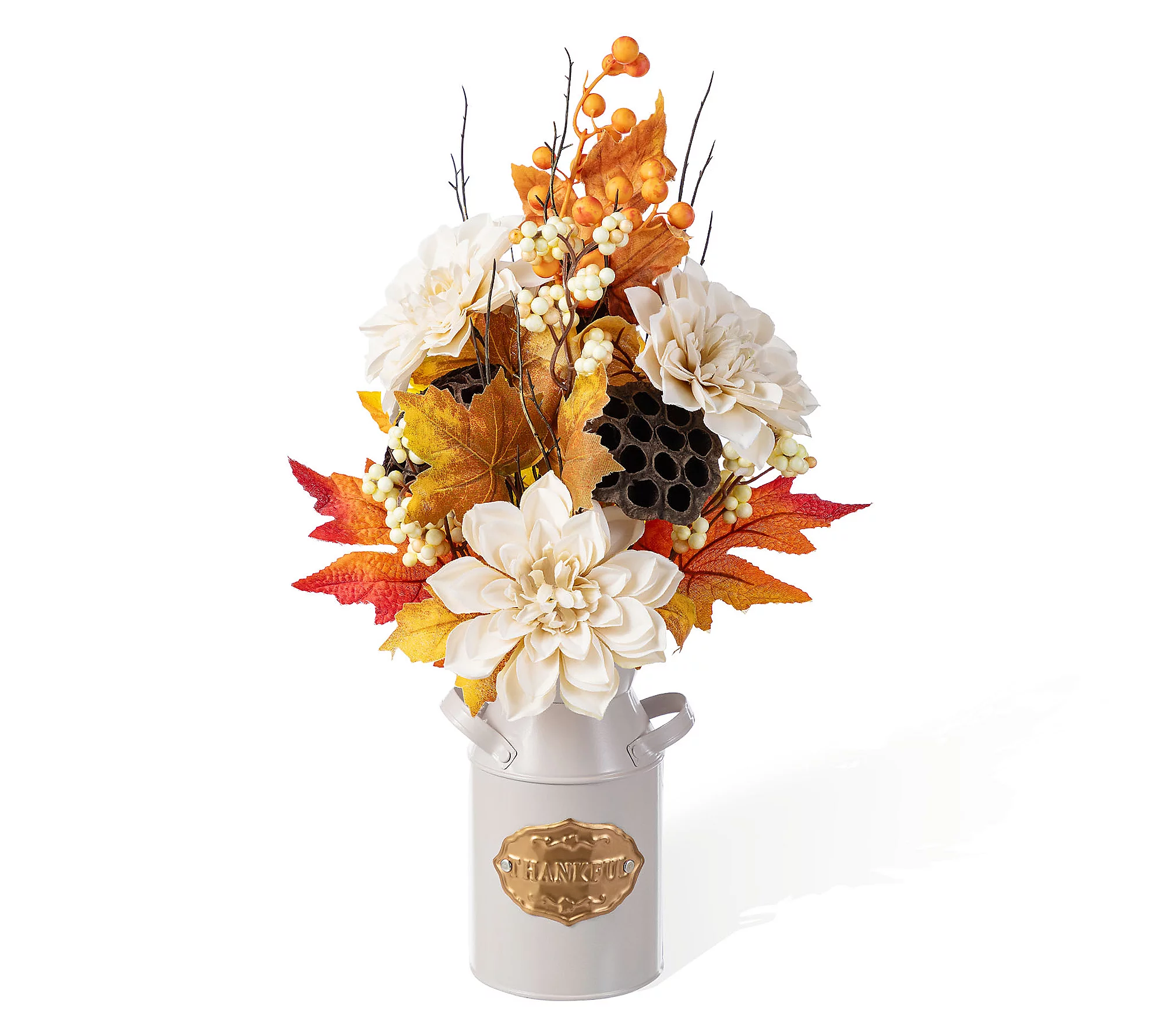 Glitzhome 22&quot;h Fall Harvest Lotus Pod Berry Centerpiece
