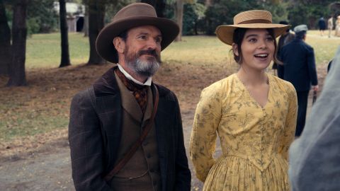 Emily (Hailee Steinfeld) and her father Edward (Toby Huss) in Dickinson 2.04.