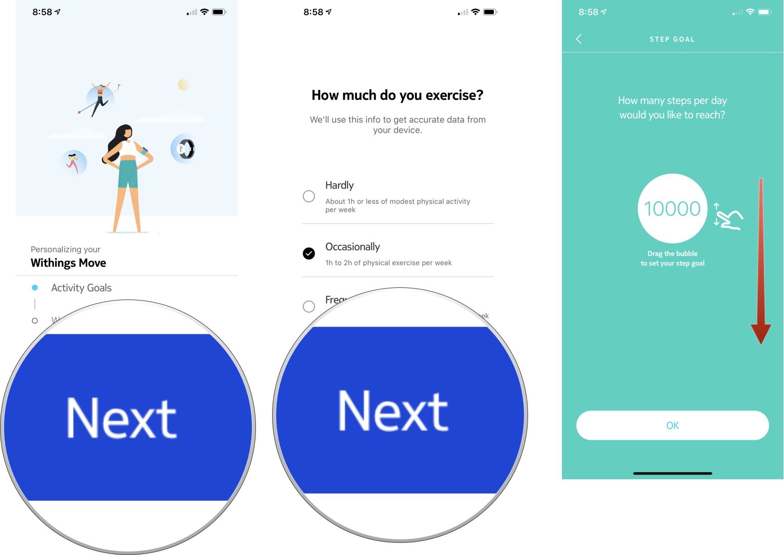 select step count for Withings Move