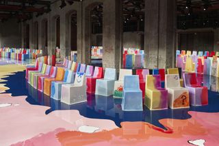 Colourful Gaetano Pesce chairs and runway for Bottega Veneta S/S 2023 show