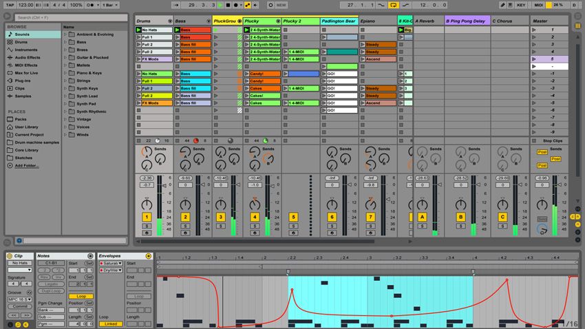 Ableton Live 9's Session view.
