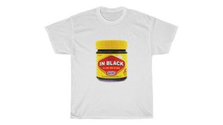 Best AC/DC t-shirts: 4. AC/DC T-shirt with Back In Black Vegemite Print