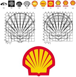 The Shell logo on a logo grid