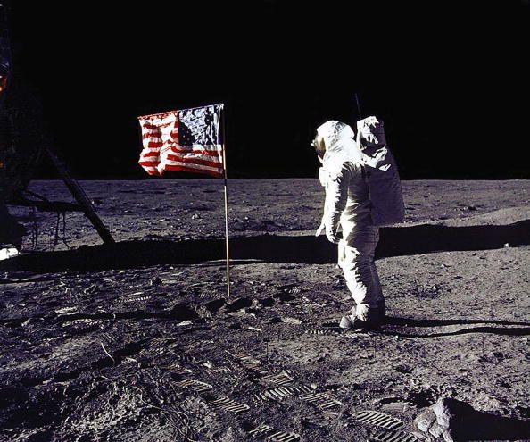 Buzz Aldrin on the moon.