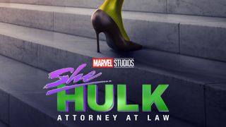 she-hulk tv show logo and her foot in heels
