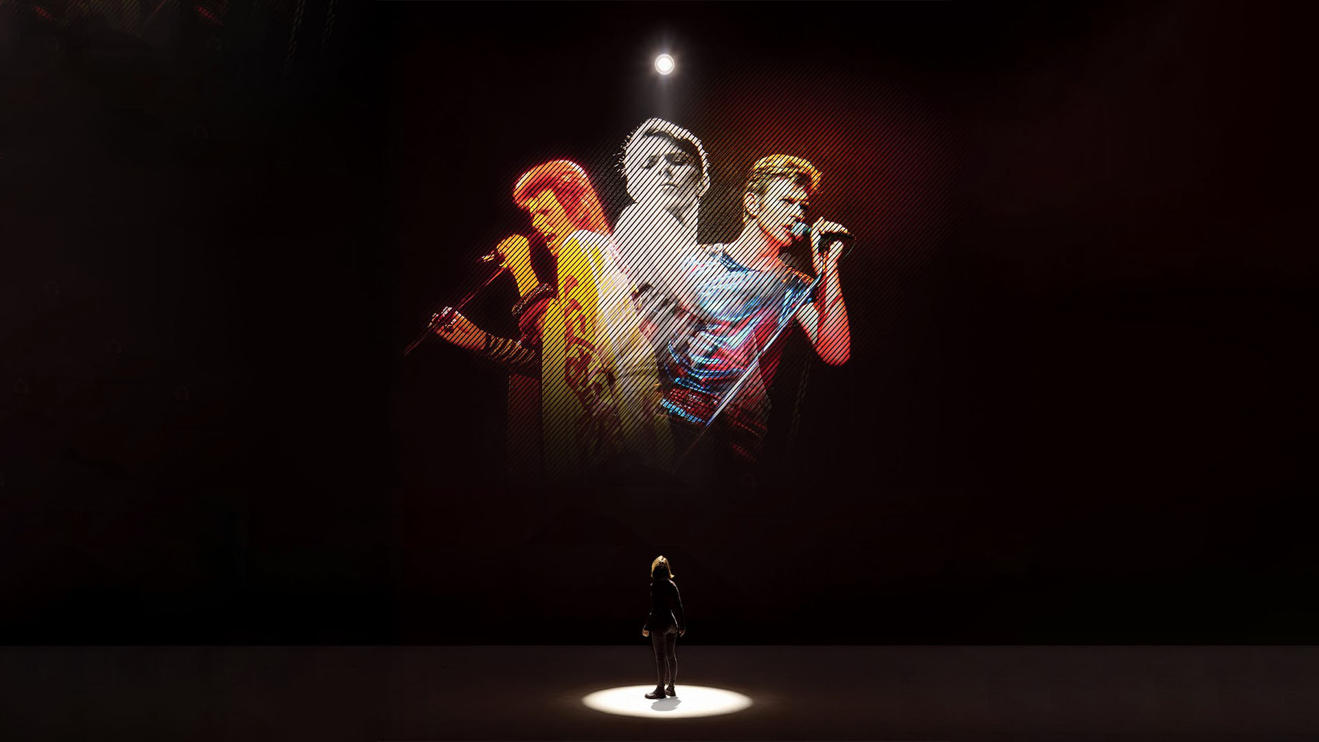 A photo of the Lightroom David Bowie exhibition. 