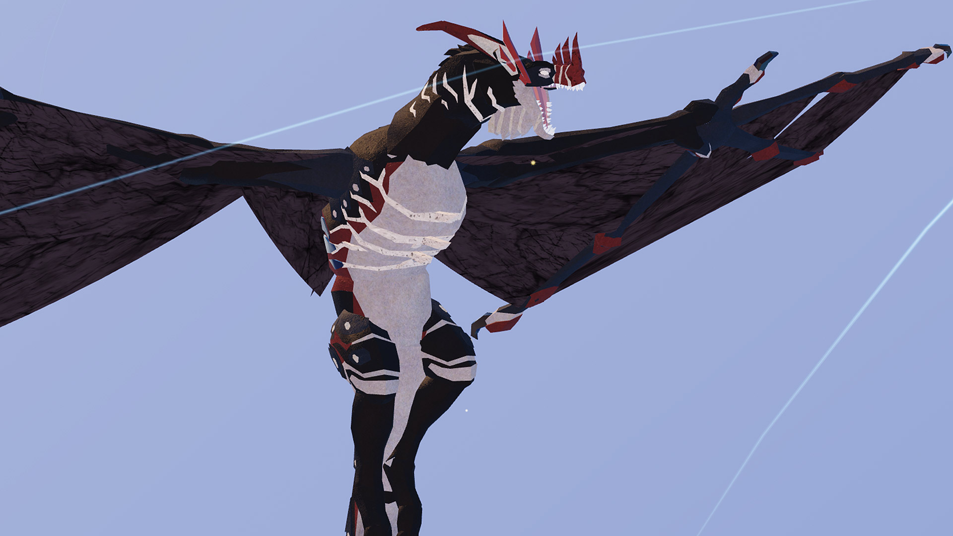 A dragon-like creature flying in Creatures of Sonaria