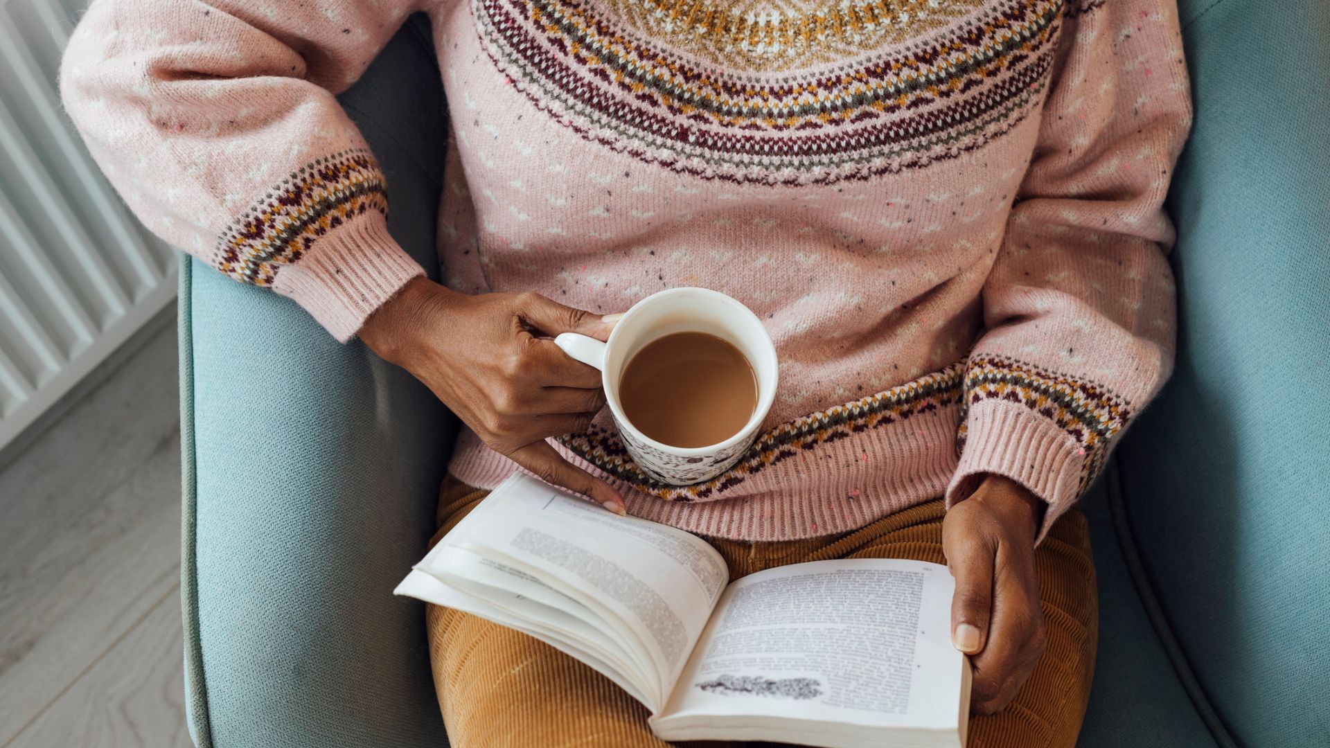 A lady reads a book