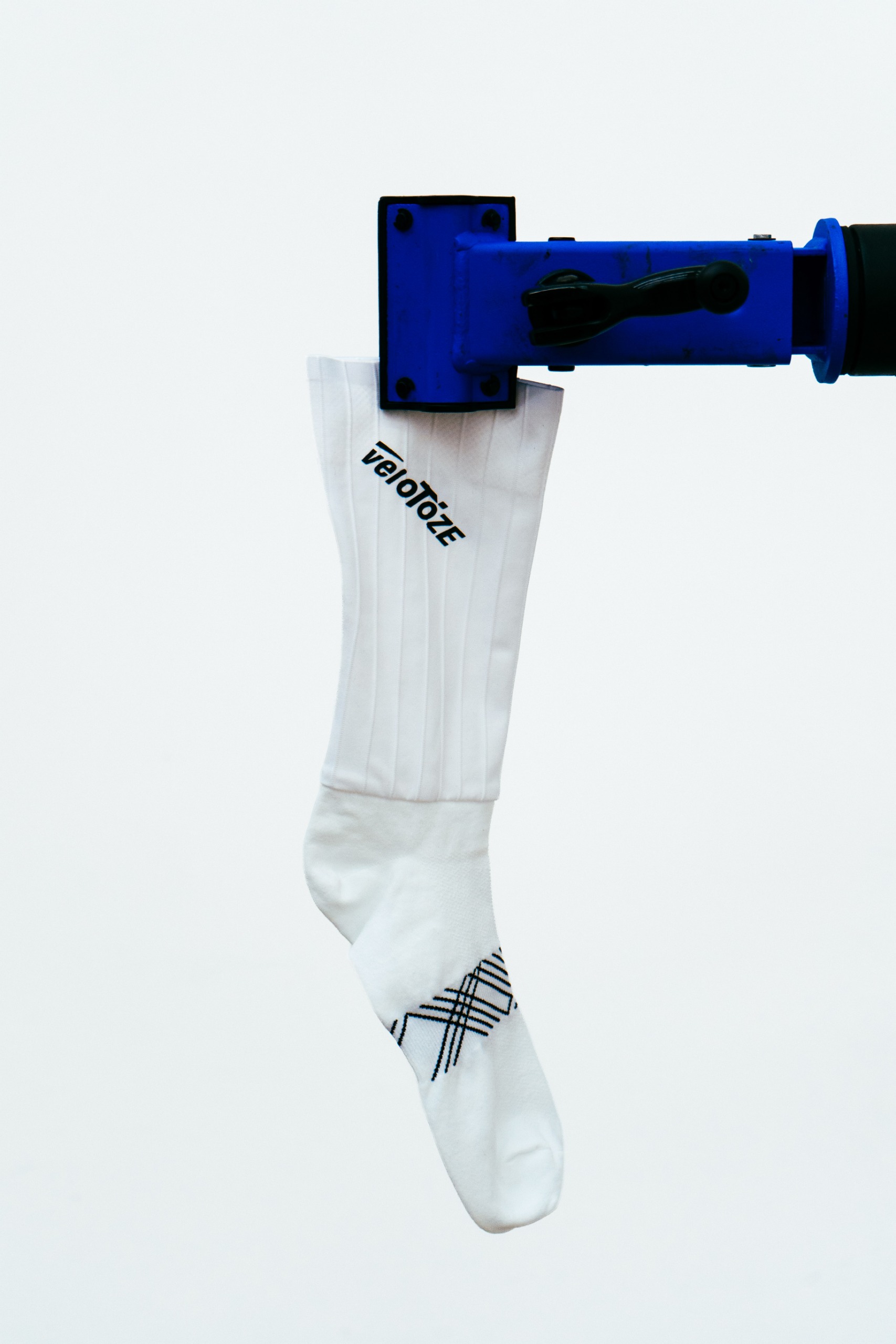A close up shot of some socks being tested in the wind tunnel