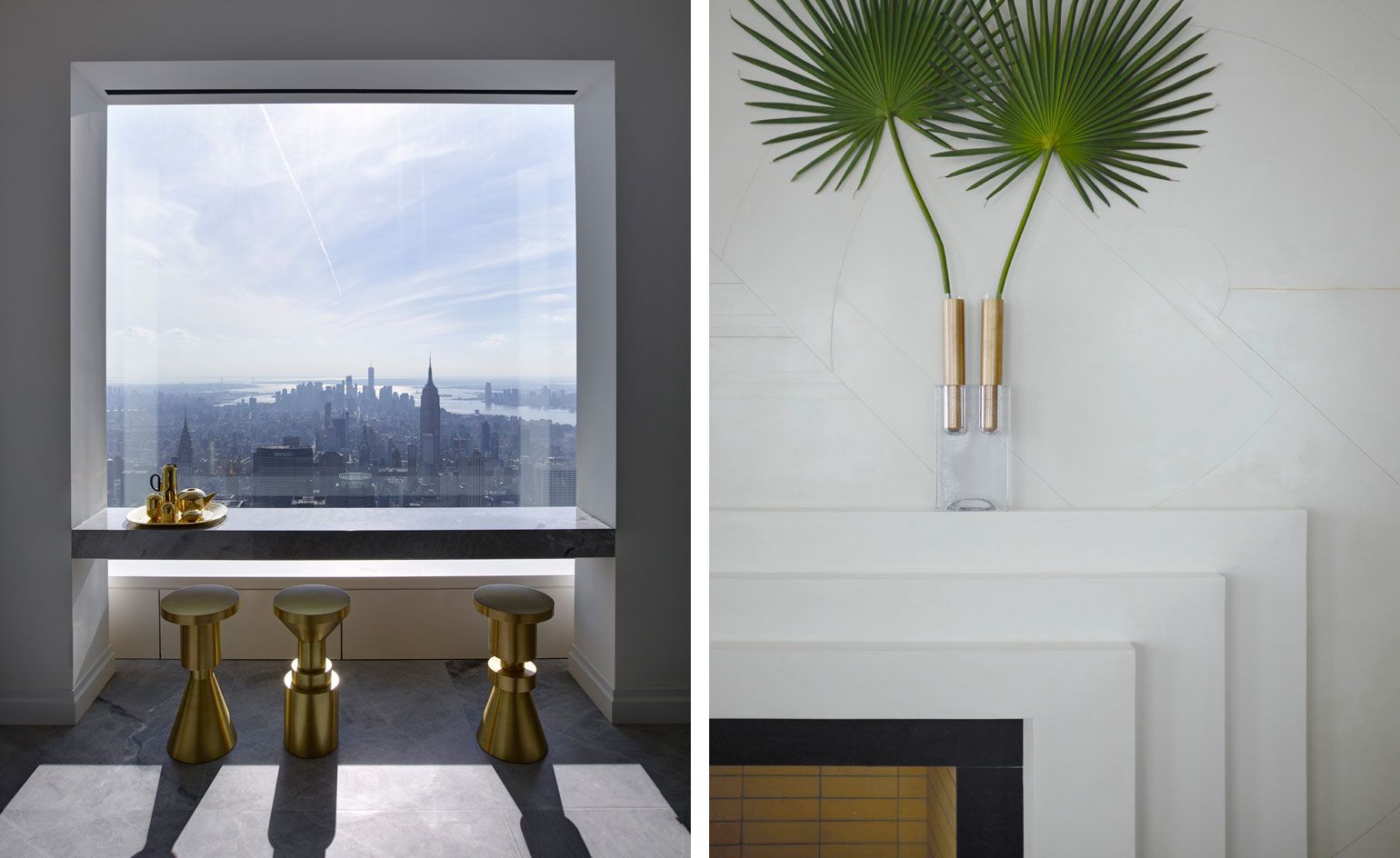 Gold detailing in the accessories in the apartment