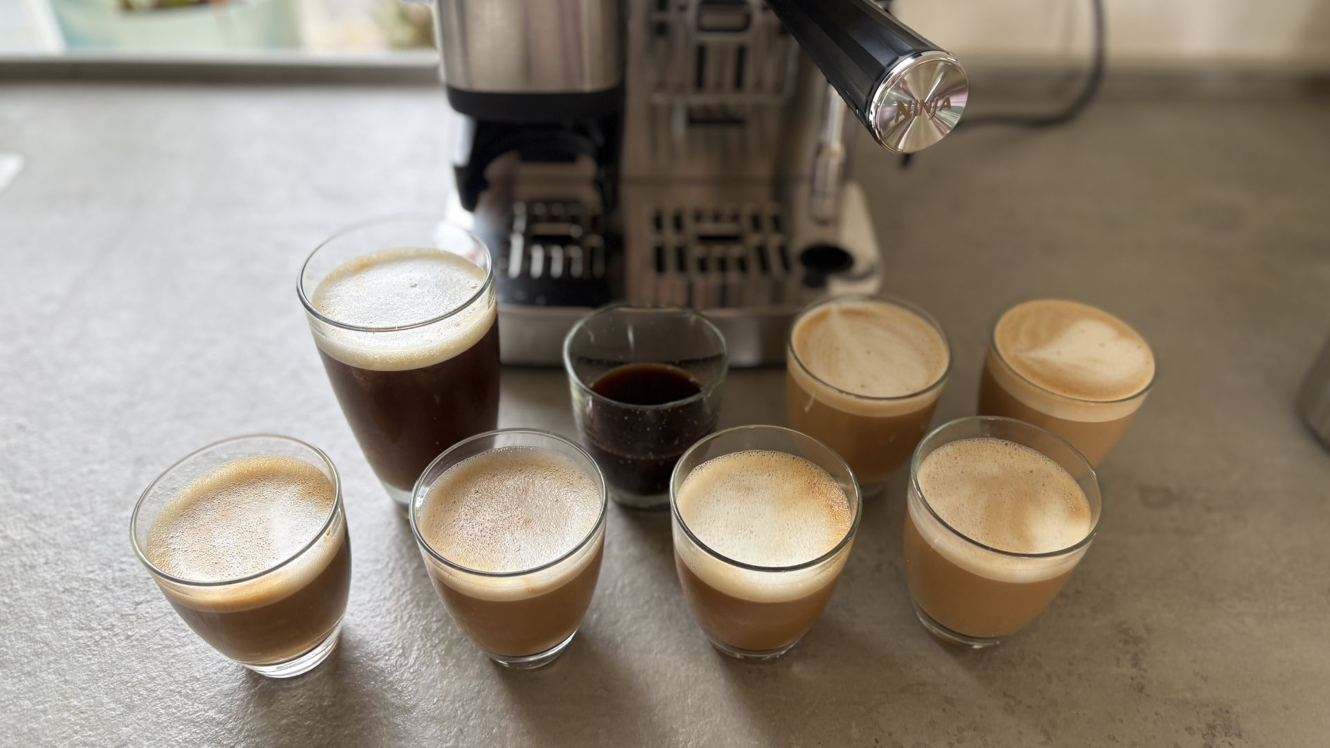 All the coffees made in the Ninja Luxe Caf&amp;eacute; Mini Plus Espresso Machine