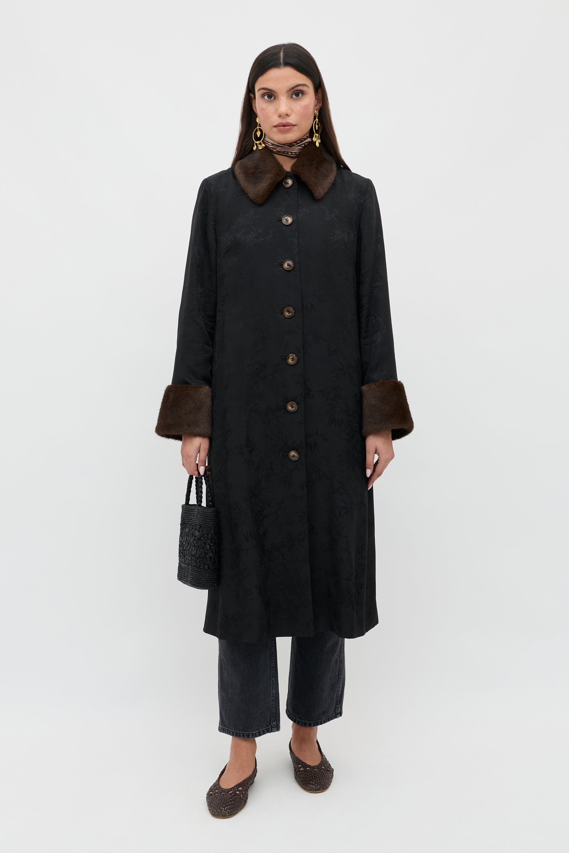 Jonah Jacquard Coat in Black