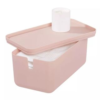 Pink plastic rectangular bin