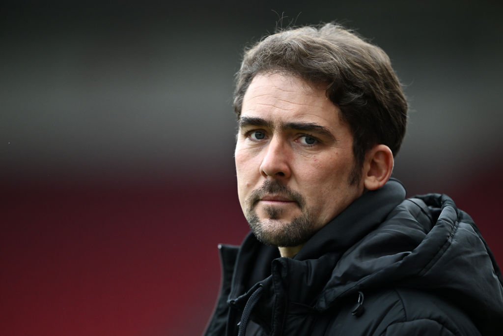 BRISTOL, ENGLAND - JANUARY 19: Jocelyn Precheur, Manager of London City Lionesses, looks on prior to during the Barclays Women's Championship match between Bristol City and London City Lionesses at Ashton Gate on January 19, 2025 in Bristol, England. (Photo by Dan Mullan - The FA/The FA via Getty Images)