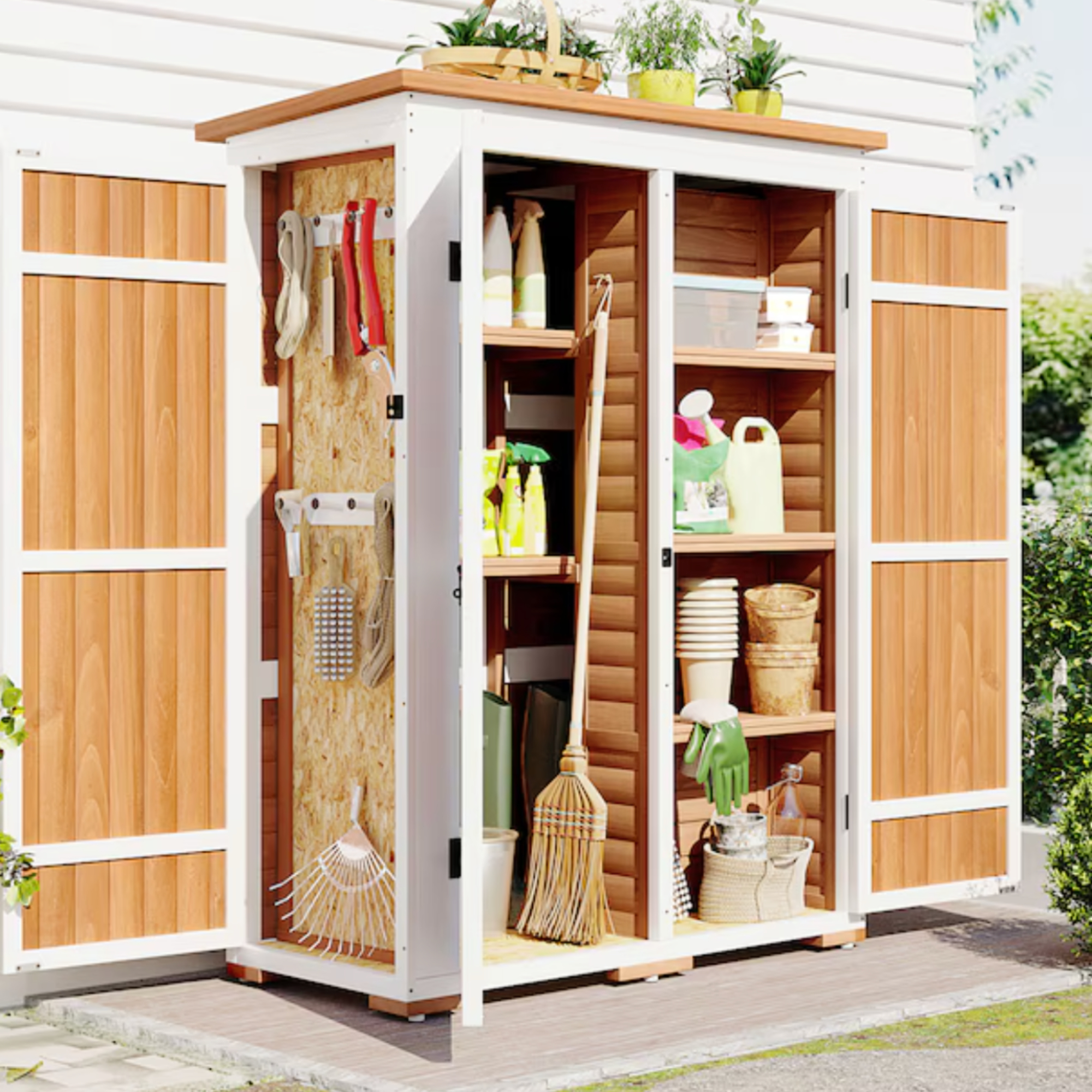GZMR Flat Style Wood Outdoor Storage Shed