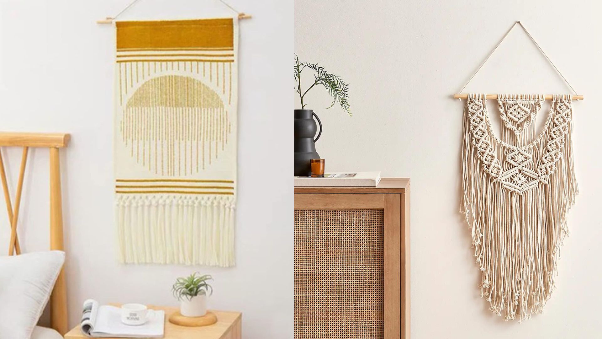 two images of wall hangings