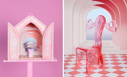 Charlotte Colbert ‘Dreamland Sirens’ exhibition, pink artworks