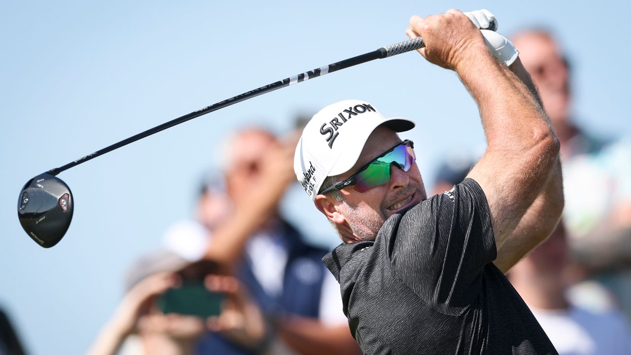 Ryan Fox hits a driver off the tee