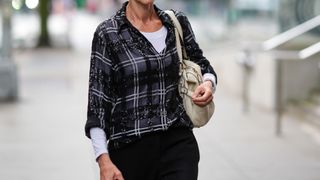 woman wearing check shirt