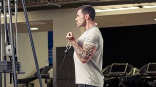 Cable biceps curl exercise