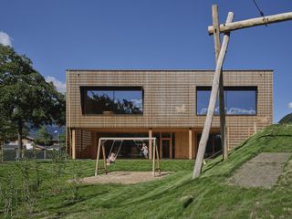Exterior of all-timber Austrian Kindergarten