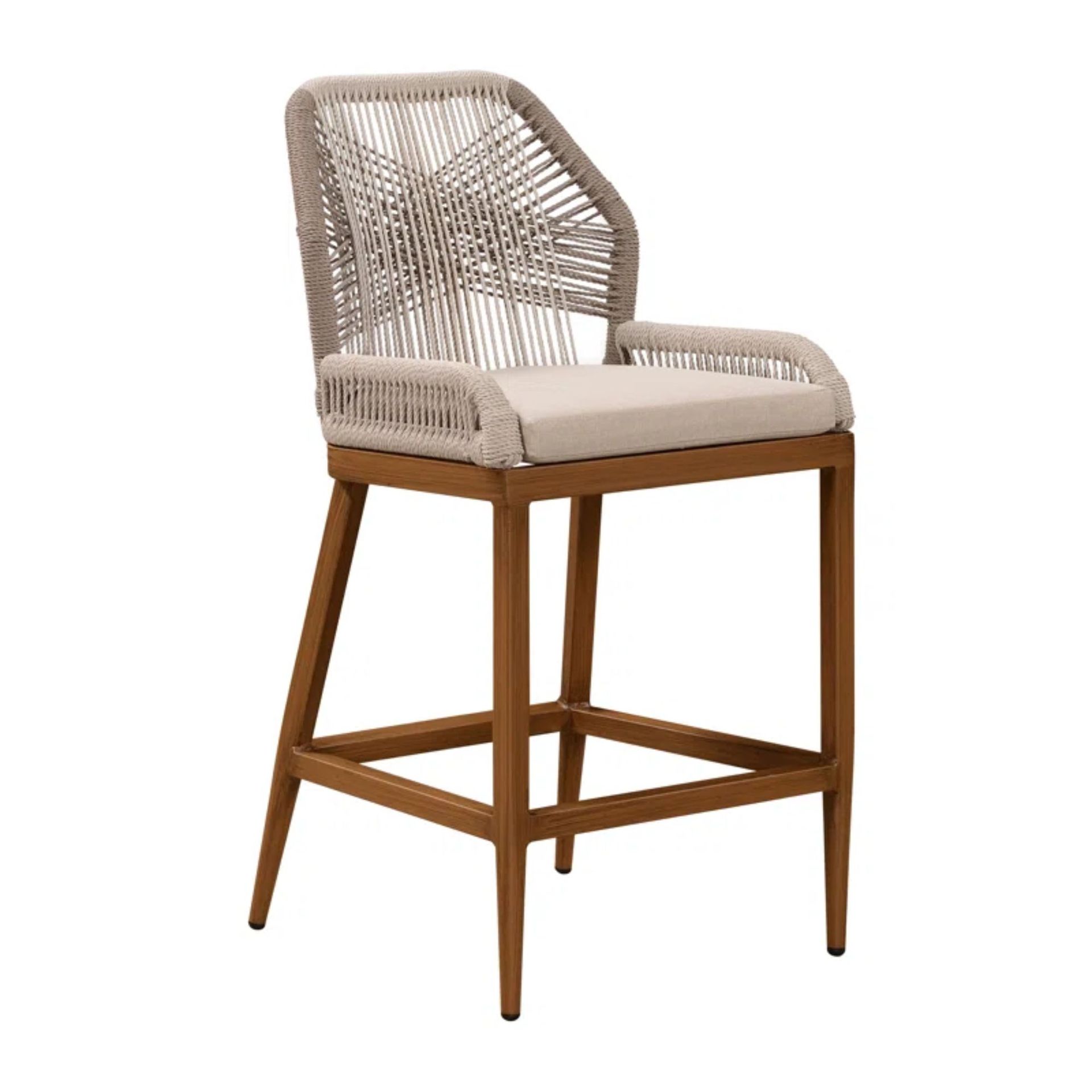Lesley Metal Frame Patio Bar Stool with Cushion