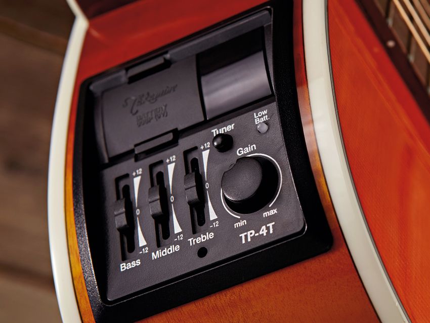 Takamine's familiar TP-4T system provides the plugged-in sounds.