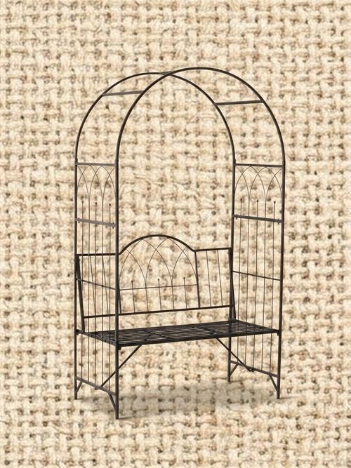 Metal Trellis Arbor Arch with Garden Bench