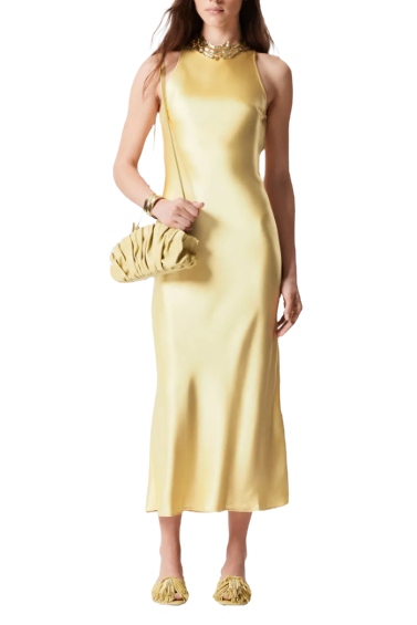 Sleeveless Satin Midi Dress