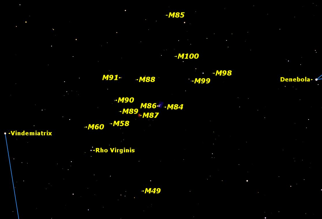 Map of Galaxies in the Spring Night Sky