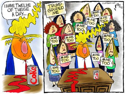 Political cartoon U.S. Trump diet coke sexual assault