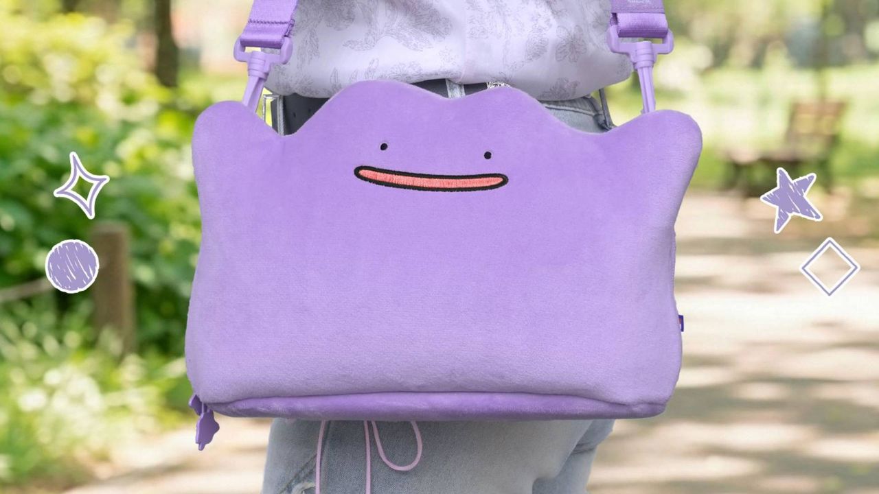 Image of the Ditto Plush Pouch for Nintendo Switch 2 by Hori.