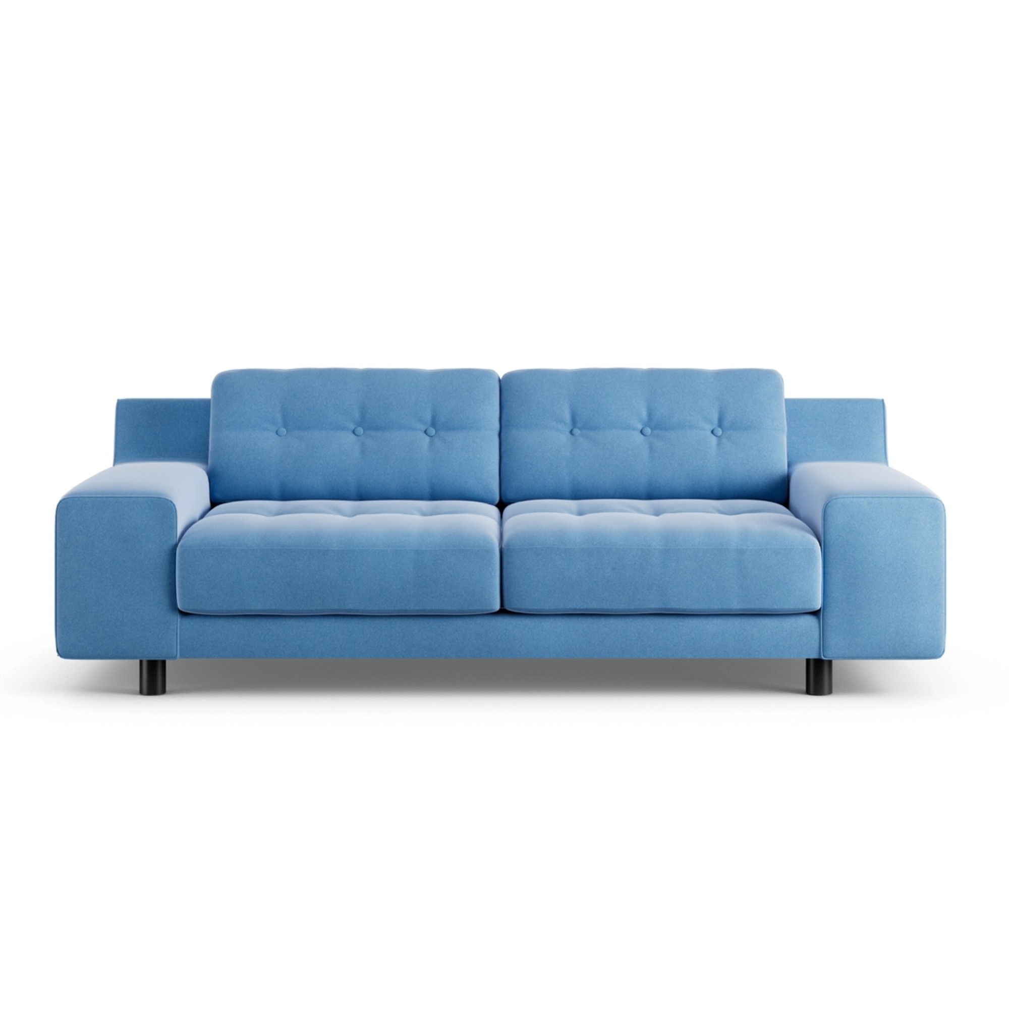Habitat Hendricks Velvet 3 Seater Sofa - Sky Blue- Black Leg