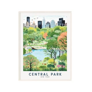 A framed illustration of Central Park in New York